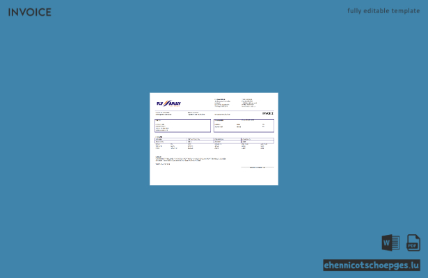 USA Fly Away Reisebüro-Rechnungsbeispiel (Vorschau)